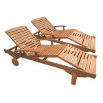 Bain de soleil pliant en bois exotique singapour - maple - marron clair - lot de 2 Bain de soleil pliant en bois exotique singapour - maple - marron clair - lot de 2