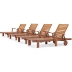 Bain de soleil pliant en bois exotique tokyo - maple - marron clair - lot de 4 Bain de soleil pliant en bois exotique tokyo - maple - marron clair - lot de 4