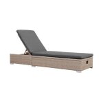 Bain de soleil. r�sine tress�e. coussins polyester gris. multi - position. olbia l195 x p65 x h32 / 97cm ...