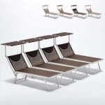 Bain de soleil transats piscine aluminium lits de plage santorini limited edition 4 pcs couleur: chocolate ...