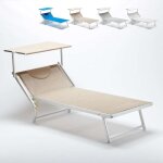 Bain de soleil xxl professionnel chaise longue transat piscine aluminium italia extralarge couleur: beige ...