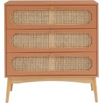 Bata commode sixtine terracotta et cannage rotin 3 tiroirs