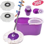 Balai rotatif balais serpillre rotatif 360 avec 2 ttes de vadrouille + seau + manche hauteur rglable ...