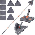 Balai serpill�re � long manche 192 cm pour murs et plinthes avec 2 plumeaux chenille et 6 tampons en ...