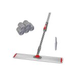 Balai serpill�re plat 60 cm en aluminium avec manche t�lescopique et 5 recharges microfibre nettoyage ...
