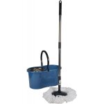 Set de mnage avec mop + seau + bac essoreur en mtal + manche  balai - 125l - bleu et gris