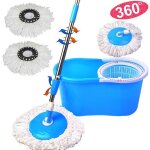 Balai serpillire rotatif 360 vadrouille rotatif nettoyage de sol avec 2 ttes de vadrouille microfibre ...