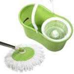 Balai serpillire rotatif tournant essorage 360 nettoyage de sol avec 2 ttes de vadrouille microfibre ...