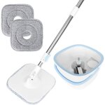 Balai serpilli�re et seau essoreur rotatifsyst�me autonettoyant 2 - en - 1 avec 2 tampons microfibre ...