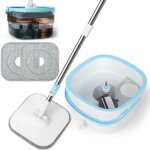 Balai serpilli�re avec seau essoreur - virex� - 130 cm - syst�me de filtre 2 en 1 - microfibre - t�te ...