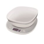 Balance de cuisine avec bol - terraillon - macaron + glace - inox / blanc - finition glossy