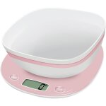 Balance de cuisine lectronique - terraillon - macaron rose + bol - capacit 5 kg - graduation 1 g - ...