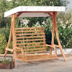 Balancelle avec auvent en bois massif - vidaxl - bois d�pic�a - finition en teck - 175x101x1615 cm - ...