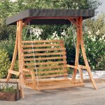 Balancelle avec auvent en bois - vidaxl - bois massif d�pic�a - finition en teck - 175x101x1615 cm - ...