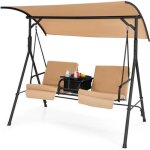 Costway balancelle jardin pour 2 places 181x124x1615 cm auvent rglable  240 - sac isotherme - plateau ...