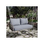 Balancelle de jardin ext�rieure en rotin pe 2 places balan�oire suspendue de jardin avec coussins et ...