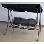 Balancelle de jardin - imagin - romance - 3 places - mtal - noir - 194 x 126 x 163 cm