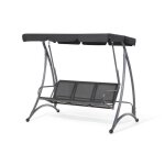 Balancelle de jardin en m�tal et tissu noir - beliani - bogart - pour 3 personnes - r�sistante aux intemp�ries ...