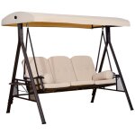 Balancelle de jardin - outsunny - 3 places - toit inclinaison r�glable coussins plateaux r�tractables ...