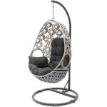 Balancelle de jardin samoa en résine tressée avec coussin gris anthracite - ecru Balancelle de jardin samoa en résine tressée avec coussin gris anthracite - ecru