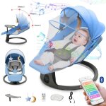 Balancelle transat b�b� �lectrique 3 en 1 avec t�l�commande p�dale table � manger 5 modes balancement ...