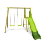 Balan�oire en bois 230 m topwood lumi vert - 4 enfants