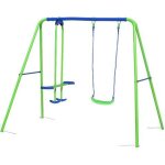 Balanoire d?extrieur portique de jardin pour enfant + 3 ans cadre en mtal outdoor toys 220x140x182 ...