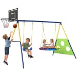 Balan�oire portique enfants - aiyaplay - 4 en 1 - balan�oire nid cage de football - support en acier ...