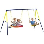Balan�oire portique pour enfant - aiyaplay - double balancelles - cordes r�glables - acier - 3 � 8 ans ...