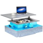 Balconera table basse laqu�e brillante avec bande led et 2 tiroirs 85 cm (l) x 55 cm (p) x 41 cm (h) ...