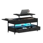 Balconera table basse r�glable en hauteur avec 2 tiroirs table de salon 106 x 50 x 515 cm