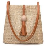 Bali vintage sac a bandouliere en cuir fait a la main sac de plage rond en paille sac en rotin rond filles ...