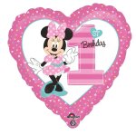 Ballon aluminium 1er anniversaire minnie 43 cm - rose