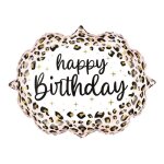 Ballon aluminium anniversaire l�opard 68x55cm blanc