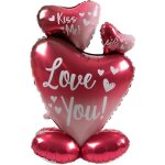 Ballon aluminium debout - ombre love - 3 coeurs - 77 cm - coeur rouge love decoration pour saint - valentin ...