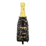 Ballon en aluminium gant bouteille happy new year 98 cm - noir