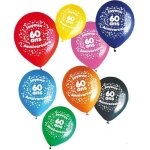 Ballons anniversaire 60 ans (x8) - marque - modle - blanc - ballon classique - oui - pompe  pied