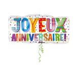 Ballon anniversaire en aluminium - multicolore - 83x40 cm