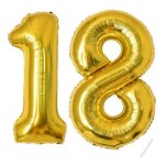 Ballon chiffre 18 - or - 80cm - d�coration de f�te - anniversaire - h�lium inclus