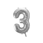 Ballon chiffre 3 - argent - 86 cm - d�coration de f�te - anniversaire - flottant