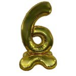 Ballon chiffre 6 or aluminium 100 cm - grand format r�utilisable - se tient debout - finition m�tallis�e ...