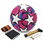 Ballon de foot en cuir pu - taille 5 - couleur rose - mixte - avec pompe et sac - entra�nement int�rieur ...