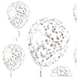 Ballon gant latex  confettis 1m argent gris argent