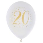 Ballons gonflables - joyeux anniversaire - 20 ans - blanc et dor� - h�lium - 23 cm