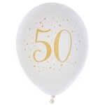 Ballons gonflables - joyeux anniversaire - 50 ans - blanc / or - 23 cm - 100% latex biodgradable