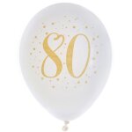 Ballons - joyeux anniversaire - 80 ans - blanc / or - gonflables - 23 cm
