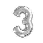 Ballon mtallique chiffre 3 - argent - ballon classique - pompe  pied