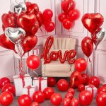 Ballon rouge kit de la saint - valentin d�coration romantique1 ballon love xxl ballons coeur rouge pour ...