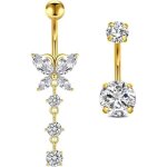 Banane - barre pliee crdifu or piercing nombril barres 10mm acier chirurgical 14g nombril anneaux piercing ...