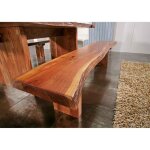 Banc 155x38cm - bois massif dacacia laqu (noisette) - design naturel - freeform #106